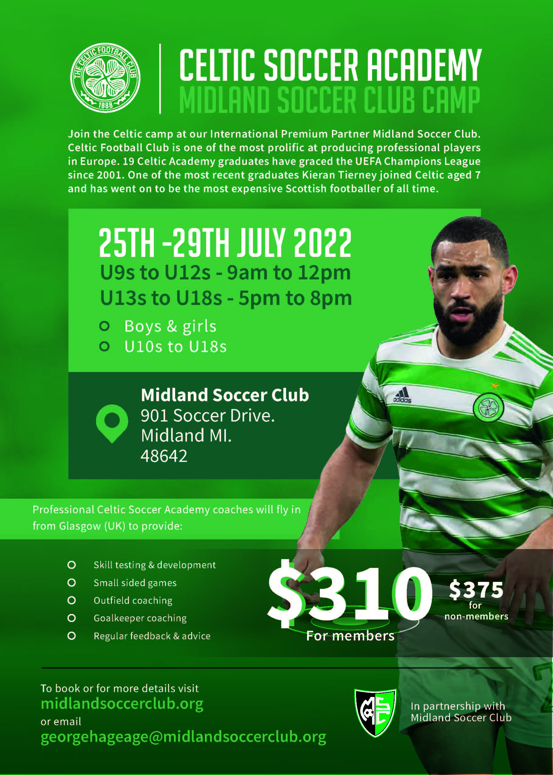 Celtic FC- Camp is set for July 25-29th, 2022